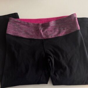 Vintage Lululemon Athletica Black Leggings with Heathered Pink Waistband